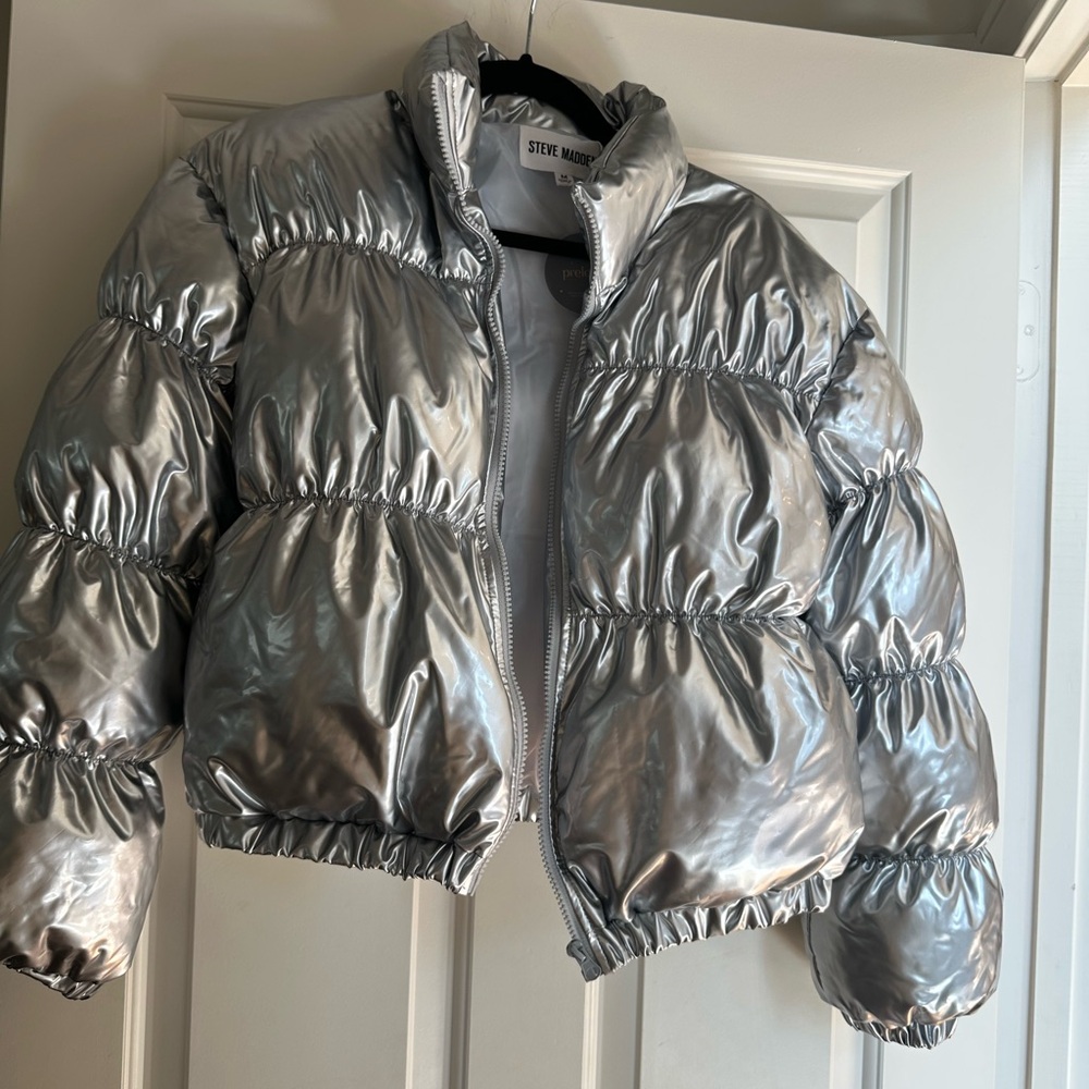 Steve Madden Silver Puffer Jacket